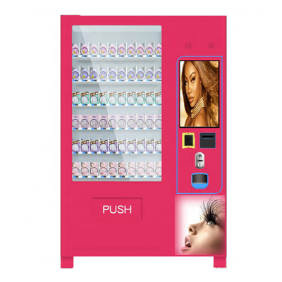 บริการตนเองหน้าจอสัมผัสขนตาผมงามเครื่องสำอางตู้จำหน่ายสีชมพู OEM Kiosk Machine