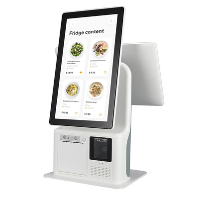 มินิ Dual Touch Screen เครื่องสั่งซื้อด้วยตนเองตั๋ว POS Kiosk