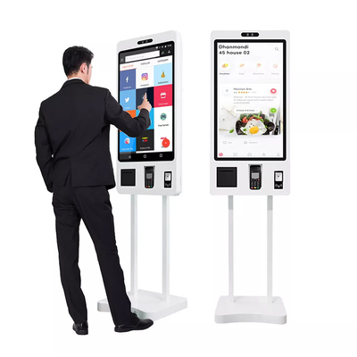 เครื่องชำระเงินอัตโนมัติ POS ขนาด 21.5 นิ้วตู้สั่งซื้อการชำระเงินด้วยตนเองสำหรับ KFC