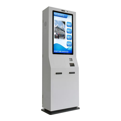 เครื่องพิมพ์ใบเสร็จคิวตั๋วเครื่องจ่ายบัตรตู้ชำระเงินด้วยตนเองหน้าจอสัมผัสขนาด 32 นิ้ว