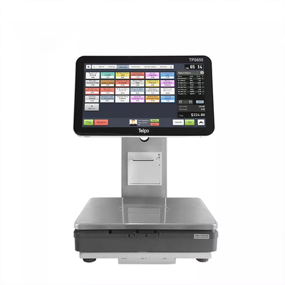 เครื่องชั่งเงินสดแบบลงทะเบียนน้ำหนักดิจิตอลหน้าจอสัมผัสระบบ Kiosk Pos
