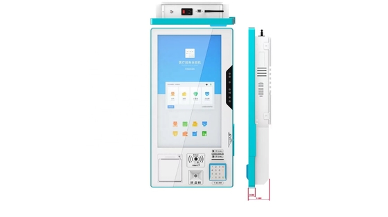 หน้าจอสัมผัสบริการตนเอง POS Kiosk เครื่องพิมพ์สแกนเนอร์สำหรับบัตรประจำตัวหนังสือเดินทาง