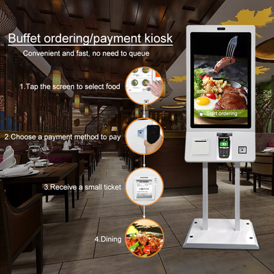 ร้านอาหารจานด่วน 32 นิ้ว All In One Touch บริการชำระเงินด้วยตนเอง สั่งซื้อ Kiosk