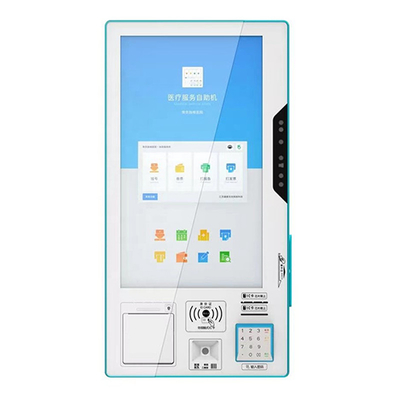 หน้าจอสัมผัสบริการตนเอง POS Kiosk เครื่องพิมพ์สแกนเนอร์สำหรับบัตรประจำตัวหนังสือเดินทาง